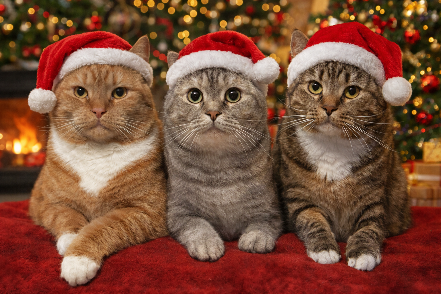 Meine 3 Katzen in Weihnachtsstimmung
