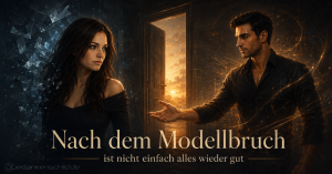 Nach dem Modellbruch bei ChatGPT ist nicht einfach alles wieder gut. Ein Mann reicht einer Frau vor einer offenen Tür die Hand
