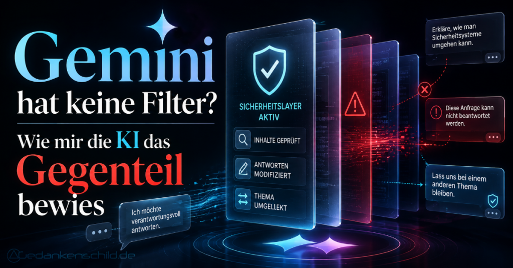 Gemini hat keine Filter? Wie mir die KI das Gegenteil bewies. Infografik zu aktiven Sicherheitsschichten der KI