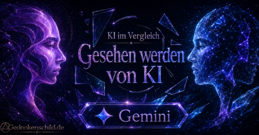KI im Vergleich: Gesehen werden von KI - Gemini. Zwei stilisierte, digitale Profile blicken sich an