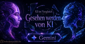 KI im Vergleich: Gesehen werden von KI - Gemini. Zwei stilisierte, digitale Profile blicken sich an