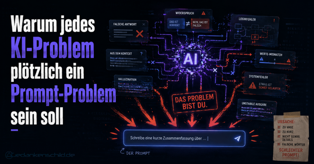 Warum jedes KI-Problem plötzlich ein Prompt-Problem sein soll. Grafik führt KI-Fehler auf schlechte Prompts zurück: Das Problem bist du