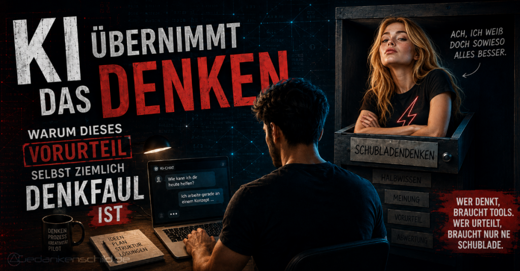KI übernimmt das Denken: Warum dieses Vorurteil denkfaul ist. Wer denkt, braucht Tools. Wer urteilt, braucht nur ne Schublade