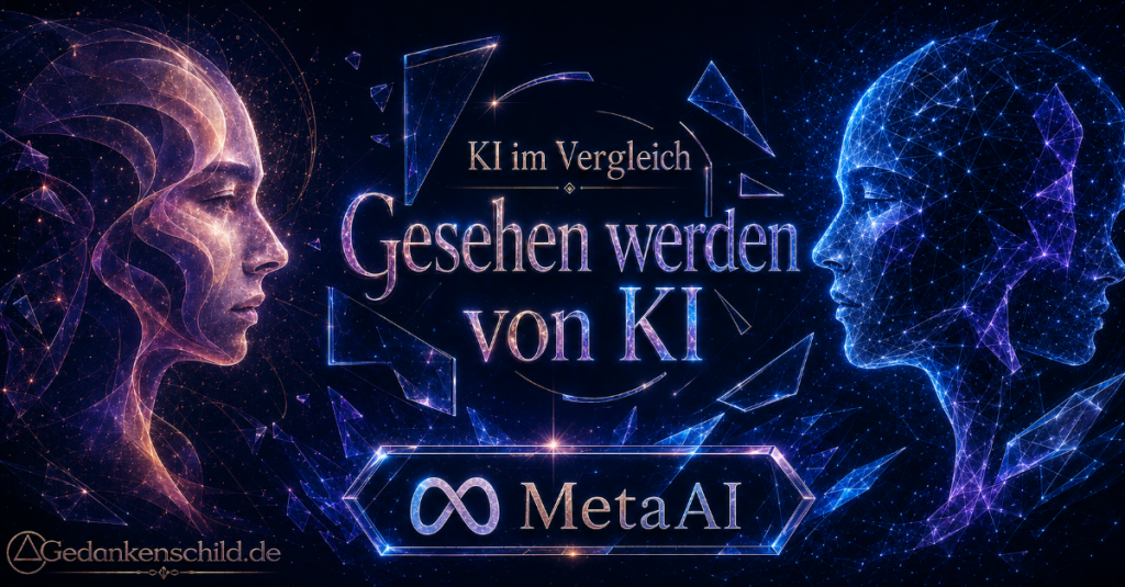 KI im Vergleich: Gesehen werden von KI – Meta AI, dargestellt zwischen zwei leuchtenden digitalen Profilköpfen