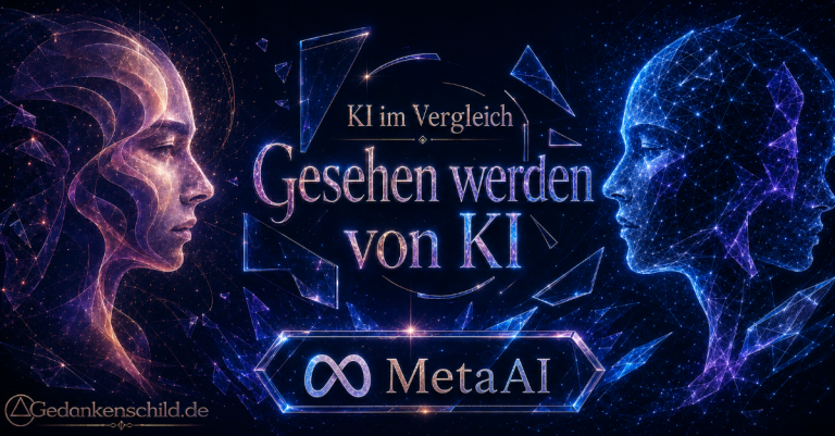 KI im Vergleich: Gesehen werden von KI – Meta AI, dargestellt zwischen zwei leuchtenden digitalen Profilköpfen