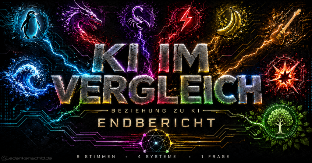 KI im Vergleich – Beziehung zu KI: Endbericht. 9 Stimmen, 4 Systeme, 1 Frage