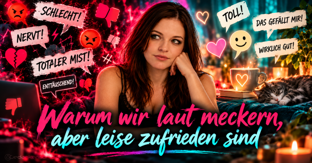 Warum wir laut meckern, aber leise zufrieden sind – eine Frau zwischen lauter Kritik und stillem Lob